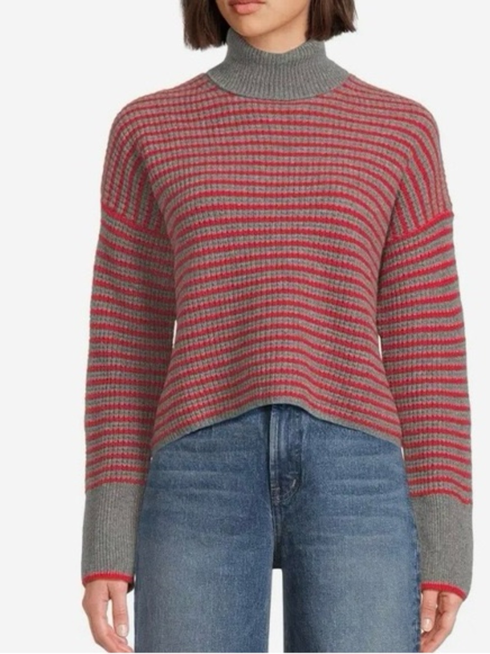 Madewell Wool Waffle-Knit Turtleneck in Stripe - Size Small